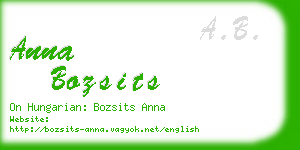 anna bozsits business card